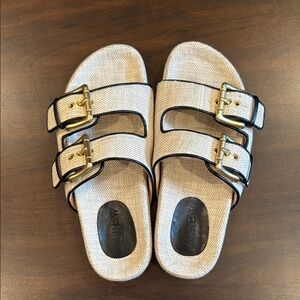 J. Crew Cream and Gold Sandals Minimalist Design